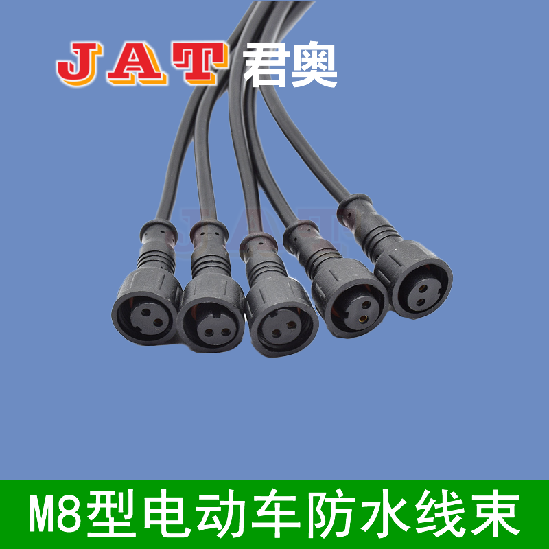 M8型二芯防水线束插头线